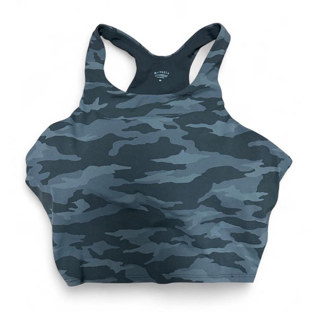 Athleta Camouflage High Neck Crop Sports Bra